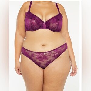 Savage x Fenty Chantilly Cascade Brazilian Panty Plum Potion Purple, Sz 2X, NWT